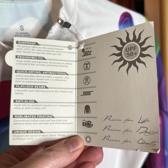 NWT PLATINUM SUN EXCLUSIVE Long Sleeve Rash Guard UPF 50+ Rainbow Size Small - Picture 13 of 16